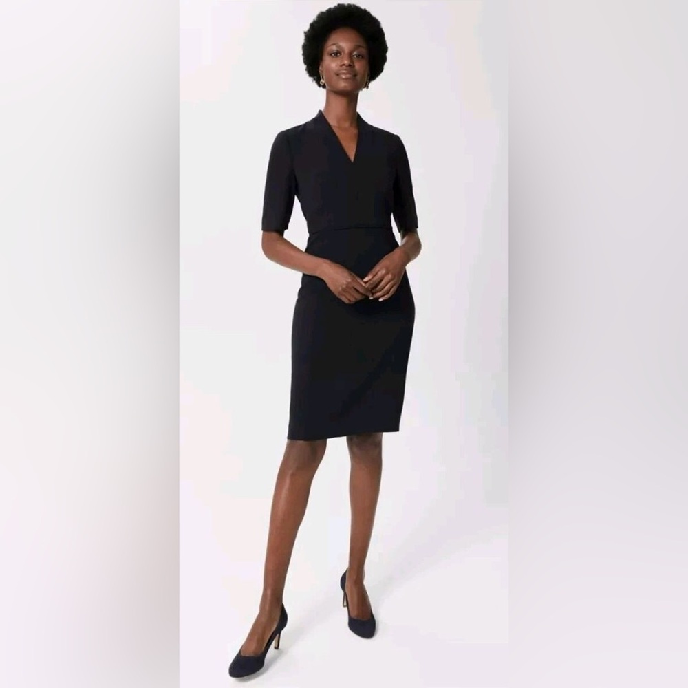 HOBBS LONDON Blue 3/4 Sleeve Midi Tailored  Modest Work Wear Business Casual Dre - Picture 7 of 16